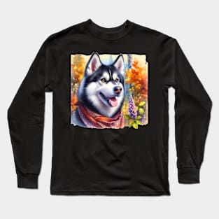 Siberian Husky in Fall Long Sleeve T-Shirt